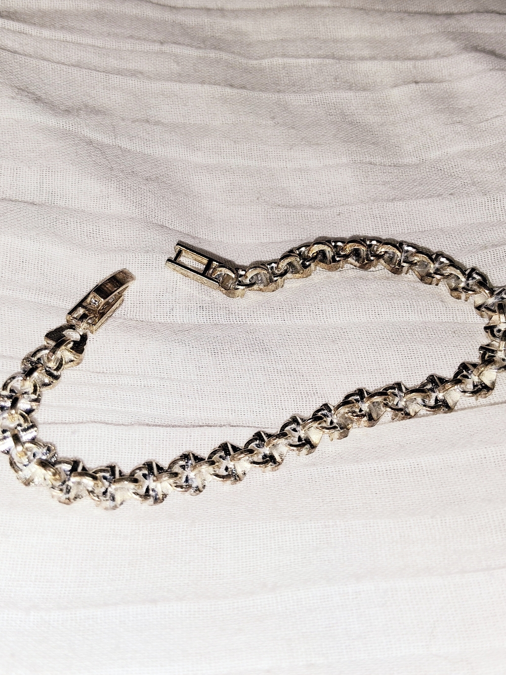 Silver-Tone Crystal Tennis Bracelet - Clear - Picture 3 of 5
